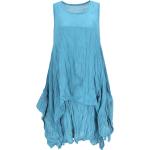 Hellblaue Boho Midi Stufenkleider aus Baumwolle für Damen für den für den Sommer 