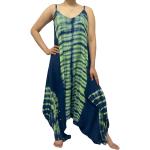 Blaue Batik Boho Sommermode mit Meer-Motiv aus Viskose für Damen Größe M Große Größen für Festivals für den für den Sommer 