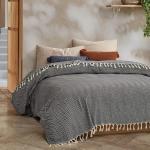 Große Tagesdecke Bettüberwürf Wohndecke Bettdecke Sofadecke Grau ✅180 x 230 cm 