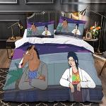 BoJack Horseman Bettbezug Set 3D Cartoon-Figur Bedruckte Steppdecke Bettbezug Mit Reißverschluss,EIN humanoides Pferd Bettwäscheset Mit Kissenbezügen,Weiche Mikrofaser einfach（135x200cm）