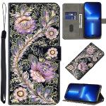 Lila Blumenmuster Samsung Galaxy A14 Hüllen Art: Flip Cases mit Bildern aus Leder 