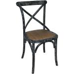 Schwarze Vintage Holzstühle lackiert aus Massivholz 2-teilig 