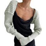 Graue Elegante Langärmelige Damensweatshirts aus Wolle Cropped Einheitsgröße 