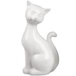 Bollweg 1 Stück Deko Katze aus Porzellan Weiss 16cm Sortiert - Geschenke für Katzenliebhaber