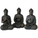 Braune Moderne Boltze Buddha Figuren aus Kunstharz 3-teilig 
