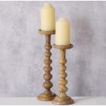 Braune Moderne 36 cm Boltze Kerzenständer Sets aus Mangoholz 2-teilig 