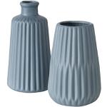 Reduzierte Blaue Moderne Boltze Runde Vasensets Matte aus Keramik 2-teilig 
