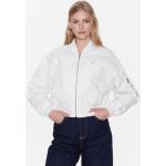 Reduzierte Weiße Calvin Klein Jeans Bomberjacken aus Denim für Damen Größe L 