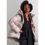 Braune Unifarbene Bomboogie Stehkragen Daunenjacken mit Kapuze aus Nylon für Damen Größe XS für den für den Winter 