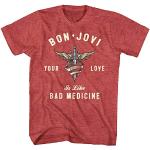 Bon Jovi - - Männer Herz und Dolch T-Shirt, XX-Large, Red Heather