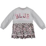 Blaue Langärmelige Bondi Kinderlangarmkleider mit Volants aus Jersey für Mädchen Größe 134 