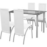 Reduzierte Weiße Sitzgruppen pulverbeschichtet aus Kunstleder Breite 0-50cm, Höhe 50-100cm, Tiefe 100-150cm 5-teilig 4 Personen 