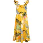 Gelbe Blumenmuster Maxi Chiffonkleider für Kinder mit Rüschen aus Chiffon für Mädchen für den für den Sommer 