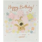 Boofle Geburtstagskarte – niedliche Karte für Freund – niedliche Geburtstagskarte für sie – Happy Birthday at Windows, Gelb | Weiß | Grün | Grau | Beige, 159 mm x 184 mm
