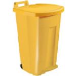 BOOGY Mülltonne Rossignol fahrbahr mit Pedal 90 L gelb/gelb mit Edelstahl Gestänge auf der Rückseite und Tragegriff