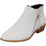 Weiße Runde High Heel Stiefeletten & High Heel Boots mit Reißverschluss rutschfest für Damen Größe 39 für den für den Herbst 