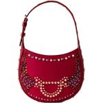 Rote BORBONESE Hobo Bags mit Riemchen aus Stoff für Damen mini 