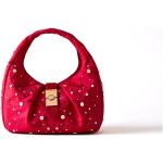 Rote Elegante BORBONESE Hobo Bags mit Nieten mit Riemchen aus Stoff für Damen klein 