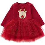 Rote Langärmelige Kinderlangarmkleider aus Mesh für Babys 