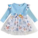 Reduzierte Blaue Blumenmuster Langärmelige Druckkleider & bedruckte Kinderkleider aus Tüll für Babys 