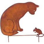 Braune Rustikale 50 cm Katzenfiguren für den Garten mit Tiermotiv aus Edelrost 