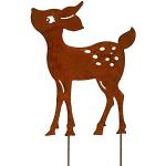 Rustikale 30 cm Bambi Tierfiguren für den Garten mit Tiermotiv aus Edelrost 