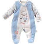 Hellblaue Gestreifte Langärmelige Bornino Strampler mit Shirt mit Tiermotiv aus Baumwolle für Babys Größe 50 