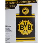 Borussia Dortmund BVB 09 Bettwäsche, 1 x Kissenbezug 80 x 80 cm und 1 x Bettbezug 135 x 200 cm, 100% Baumwolle mit Reißverschluss