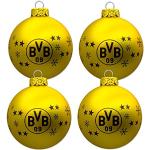 Gelbe BVB Christbaumkugeln & Weihnachtsbaumkugeln aus Glas 4-teilig 