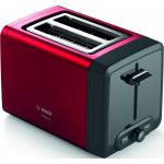 Rote Bosch Toaster aus Metall mit Brötchenaufsatz 