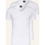 Weiße Kurzärmelige HUGO BOSS BOSS V-Ausschnitt V-Shirts aus Jersey für Herren Übergrößen 2-teilig 