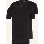 Schwarze Kurzärmelige HUGO BOSS BOSS V-Ausschnitt V-Shirts aus Jersey für Herren Übergrößen 2-teilig 