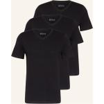 Schwarze Kurzärmelige HUGO BOSS BOSS V-Ausschnitt V-Shirts aus Baumwolle für Herren Übergrößen 3-teilig 