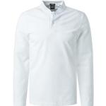 Weiße Langärmelige HUGO BOSS BOSS Black Stehkragen Langarm-Poloshirts mit Knopf für Herren Größe 3 XL für den für den Frühling 