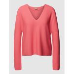 Reduzierte Pinke Unifarbene HUGO BOSS BOSS V-Ausschnitt Kaschmir-Pullover aus Baumwolle für Damen Übergrößen 