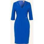 Blaue 3/4-ärmelige HUGO BOSS BOSS V-Ausschnitt Taillierte Kleider mit Cutwork mit Reißverschluss aus Polyamid für Damen Größe XS 