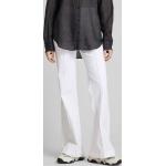 Offwhitefarbene Bootcut Jeans mit Reißverschluss aus Baumwollmischung für Damen Größe XS Weite 28, Länge 32 