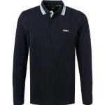 Marineblaue Langärmelige HUGO BOSS Boss Green Langarm-Poloshirts mit Knopf aus Baumwolle für Herren Größe 5 XL 