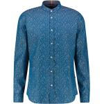 Blaue Langärmelige HUGO BOSS BOSS Stehkragen Stehkragenhemden aus Baumwollmischung für Herren Größe L für den für den Frühling 