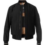 Schwarze Unifarbene Streetwear HUGO BOSS BOSS Stehkragen Herrenblousons mit Reißverschluss aus Baumwollmischung Übergrößen - versandkostenfrei 