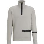 Reduzierte Hellgraue Langärmelige HUGO BOSS BOSS Herrensweatshirts mit Reißverschluss aus Baumwollmischung Größe M 