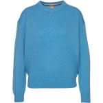 Hellblaue Langärmelige HUGO BOSS BOSS Kaschmir-Pullover für Damen Größe L für den für den Herbst 