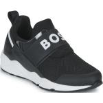 Reduzierte Schwarze HUGO BOSS BOSS Low Sneaker aus Leder atmungsaktiv für Kinder Größe 28 mit Absatzhöhe bis 3cm 