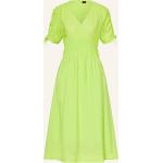 Hellgrüne Kurzärmelige HUGO BOSS BOSS V-Ausschnitt Taillierte Kleider Gesmokte aus Lyocell für Damen Größe XS 