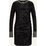 Reduzierte Schwarze Langärmelige HUGO BOSS BOSS Lange Abendkleider mit Pailletten aus Polyester für Damen Größe S für den für den Winter 
