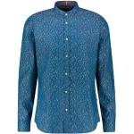Reduzierte Blaue Casual Langärmelige HUGO BOSS BOSS Stehkragen Stehkragenhemden aus Baumwolle für Herren Größe L 