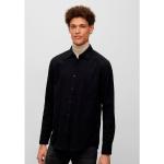 Schwarze Unifarbene Langärmelige HUGO BOSS BOSS Kentkragen Hemden mit Kent-Kragen aus Baumwolle für Herren Größe L 