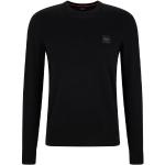 Schwarze Unifarbene Langärmelige HUGO BOSS BOSS Rundhals-Ausschnitt Kaschmir-Pullover aus Jersey mit Kapuze für Herren Größe 3 XL 