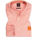 Orange Melierte Langärmelige HUGO BOSS Boss Orange Button Down Kragen Herrenlangarmhemden aus Baumwolle Größe 3 XL 