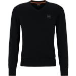 Schwarze Langärmelige V-Ausschnitt Kaschmir-Pullover aus Wolle für Herren Größe S 